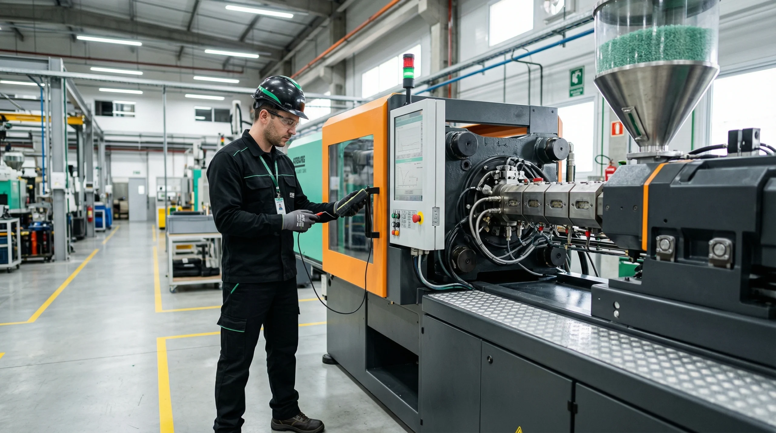 Manutenção de máquina injetora plástica industrial