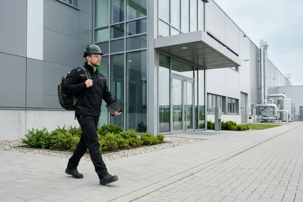 Técnico realizando manutenção hidráulica industrial em empresa de Joinville